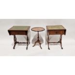 Pair of reproduction side tables with leather inset tops and frieze drawers and an occasional