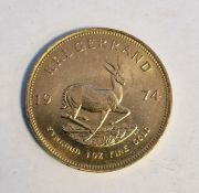 South Africa, gold Krugerrand, 1974, 1ozt, 34g