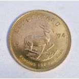 South Africa, gold Krugerrand, 1974, 1ozt, 34g