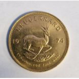 South Africa, gold Krugerrand, 1974, 1ozt, 34g