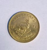 South Africa, gold Krugerrand, 1974, 1ozt, 34g