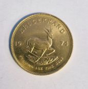 South Africa, gold Krugerrand, 1974, 1ozt, 34g