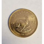 South Africa, gold Krugerrand, 1974, 1ozt, 34g