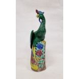 Modern Chinese Export style porcelain model of a parrot, 40cm high