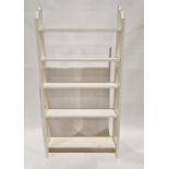 White painted bookshelf comprising five tiers, 160cm high x 80cm wide x 22cm deep