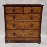 Victorian mahogany chest of drawers having two short over three long drawers of graduating form,