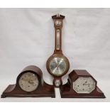 Mid century oak cased mantel clock by Mappin & Webb, the circular dial having Arabic numerals