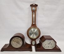 Mid century oak cased mantel clock by Mappin & Webb, the circular dial having Arabic numerals
