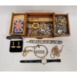 Quantity of costume jewellery, including a silver 1oz ingot on chain, a silver hinged bangle and
