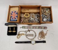 Quantity of costume jewellery, including a silver 1oz ingot on chain, a silver hinged bangle and