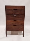 Mid-century stained teak chest of five drawers raised on stile supports by Fyne Lady of Banbury,