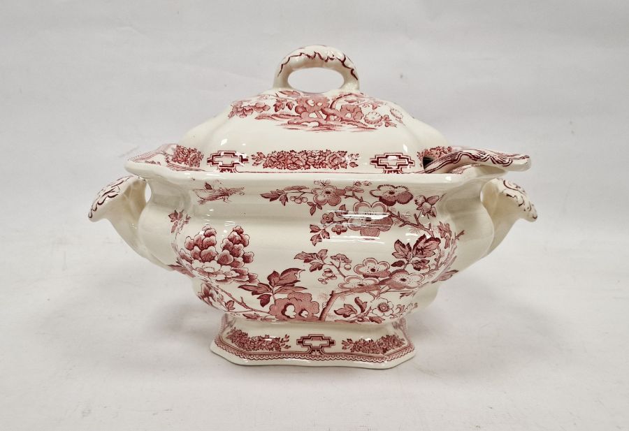 Mason's ironstone two-handled tureen and cover 'Manchu' pattern, in underglaze red printed