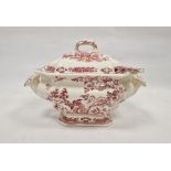 Mason's ironstone two-handled tureen and cover 'Manchu' pattern, in underglaze red printed