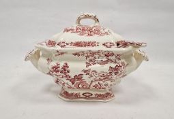 Mason's ironstone two-handled tureen and cover 'Manchu' pattern, in underglaze red printed