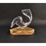Edwin Waymouth, circa 1960's 'Delphi' abstract form in clear Perspex, on Perspex base, 18cm high
