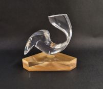 Edwin Waymouth, circa 1960's 'Delphi' abstract form in clear Perspex, on Perspex base, 18cm high