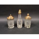 Silver-gilt mounted cut glass assembled condiment set, hallmarks for 1818/19, comprising two