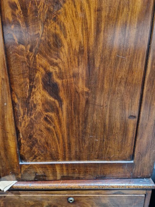 19th century mahogany linen press, the two-door cupboard opening to reveal three later shelves, - Image 9 of 46