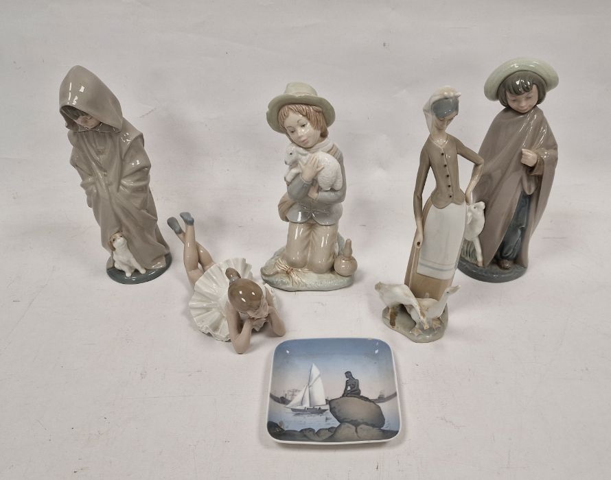 Lladro porcelain group of a goose girl with geese, three Nao figures, another figure and a Royal - Image 2 of 8