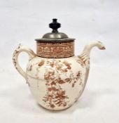Royles patent self-pouring teapot, no.6327/1886 by Doulton Burslem pottery, brown floral
