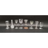 Collection of 19th and 20th century drinking glasses including an example with bucket-shaped bowl