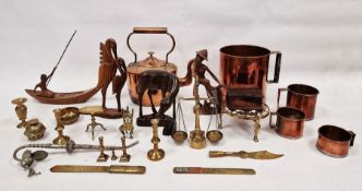 Set of four Galt's copper measures viz:- one third of a pint, half pint and a gallon, a brass