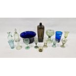 Group of green and blue tinted 19th and 20th century glass including a group of Dutch-style