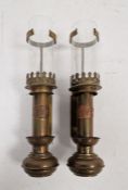 Pair brass GWR candle brackets with glass chimneys (2)