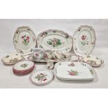French 'Luneville' pottery part service decorated with floral sprays including three graduated
