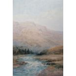 Alexander Fisher (?) Watercolour "The West Okement, Dartmoor", signed lower left, framed and glazed,