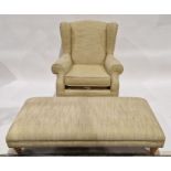 Modern wingback armchair by Next, 96cm high and a matching long footstool (2)