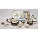 19th century Worcester porcelain trinket tray, rectangular and painted with sprays of