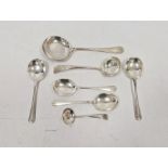 Silver soup spoons, serving ladle and other silver spoons, gross weight approximately 339g/10.8 ozt