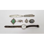 Early 20th century silver cased wristwatch, the circular enamel dial having Arabic numerals denoting