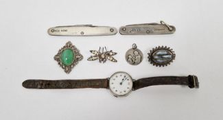 Early 20th century silver cased wristwatch, the circular enamel dial having Arabic numerals denoting
