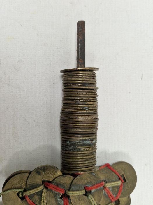 Antique Chinese ceremonial coin sword, 47cm long overall Condition ReportSurface marks, - Image 7 of 15