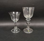 Large knopped goblet with rounded funnel-shaped bowl above knopped stem with air inclusion, on