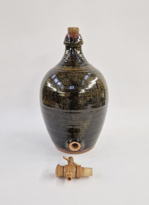 Ray Finch (1914-2012) for Winchcombe Pottery, cider flagon with tap in tenmoku glaze, height 38cm - Image 2 of 2