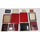 Quantity of leather and other photograph frames including Fortnum & Mason leather folding four-