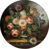 Unnattributed (19th/20th century school) Oil on panel Pair of still lives depicting flowers in a