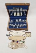 Part canteen of chrome-plated cutlery, together with a selection of costume jewellery, including