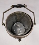 Vintage large 'Thermos' hot food container, black with brushed aluminium lid, with carry handle,