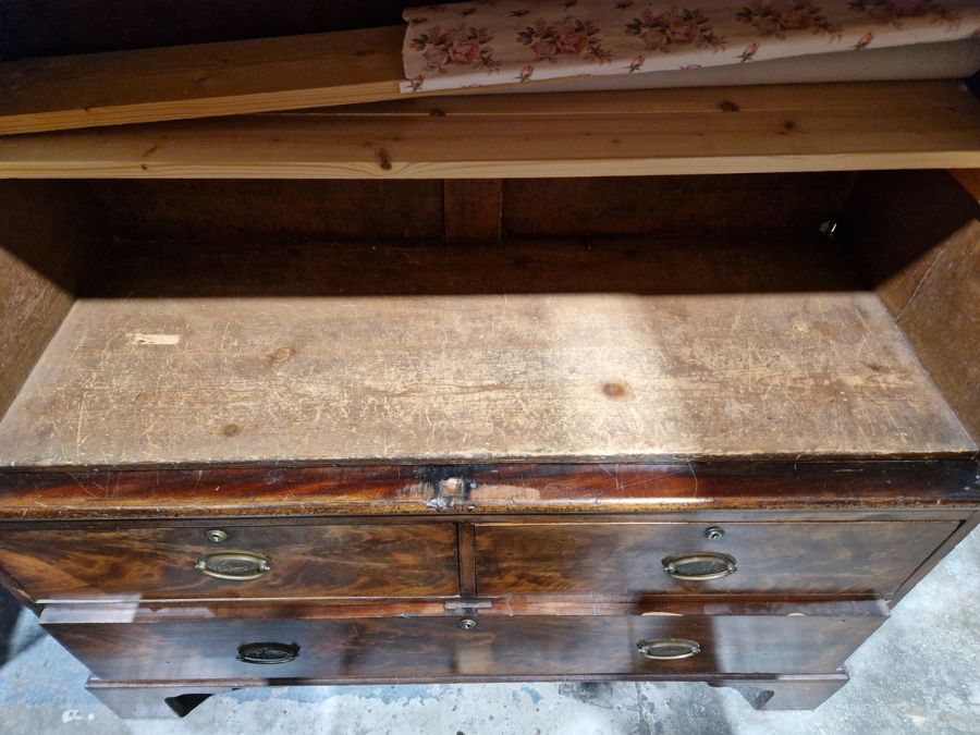 19th century mahogany linen press, the two-door cupboard opening to reveal three later shelves, - Image 41 of 46