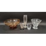 Collection of Thomas Webb glass with assorted etched marks, including a conical footed vase/bowl,