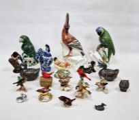 Tall Italian model of a Hoopoe and a collection of various, principally ceramic, models of birds