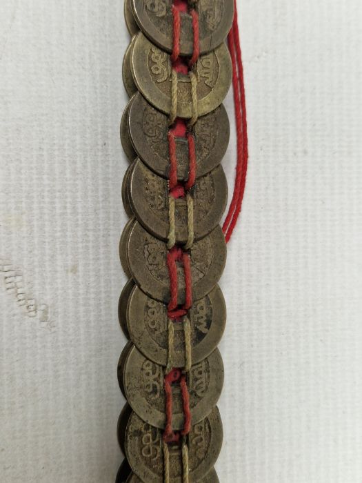 Antique Chinese ceremonial coin sword, 47cm long overall Condition ReportSurface marks, - Image 4 of 15
