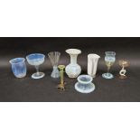 Group of vaseline glass and other items similar to include a Lauscha & Bimini glass with mermaid