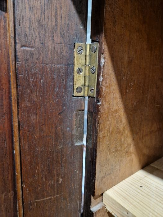 19th century mahogany linen press, the two-door cupboard opening to reveal three later shelves, - Image 43 of 46