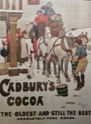 After Cecil Aldin, a large Cadbury`s Cocoa advertising poster depicting a coach and figures