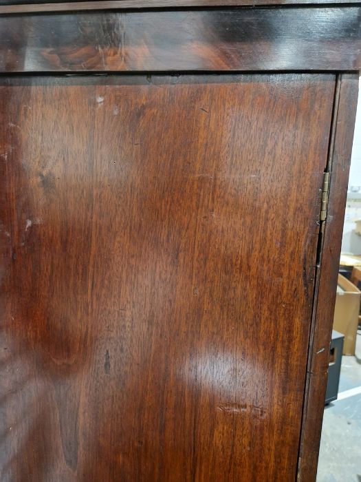 19th century mahogany linen press, the two-door cupboard opening to reveal three later shelves, - Image 21 of 46